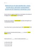 PRINCIPLES OF BIOCHEMISTRY- FINAL&NewLine;EXAM-WELL REVISED ASSESSMENT&NewLine;EXAM WITH VERIFIED ANSWERS 2026