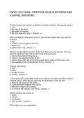 PHYS 1013 FINAL--PRACTICE QUIZ QUESTIONS AND VERIFIED ANSWERS