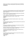 PHYS 1013 FINAL EXAM QUESTIONS AND VERIFIED ANSWERS