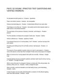 PHYS 1013 EXAM 1 PRACTICE TEST QUESTIONS AND VERIFIED ANSWERS