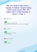 NUR 170&sol; NUR170 Final Exam 4 &ndash; Concepts of Medical- Surgical Nursing Review&vert; Galen &lpar;Latest 2026&sol; 2027 Update&rpar; 100&percnt; Verified Questions & Answers &vert; Grade A