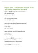Organic Chem 2 Reactions and Reagents &lpar;Exam&NewLine;1&rpar; questions and answers graded A&plus;