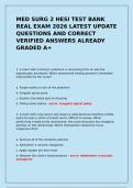 MED SURG 2 HESI TEST BANK REAL EXAM 2026 LATEST UPDATE QUESTIONS AND CORRECT VERIFIED ANSWERS ALREADY GRADED A&plus;