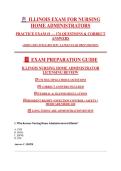 ILLINOIS EXAM FOR NURSING&NewLine;HOME ADMINISTRATORS&NewLine;PRACTICE EXAM &num;1 &mdash; 176 QUESTIONS & CORRECT&NewLine;ANSWERS&NewLine;&lpar;JOHN CIRN STYLE REVIEW &vert; LATEST EXAM PREP EDITION&rpar;