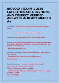 BIOLOGY I EXAM 1 2026 LATEST UPDATE QUESTIONS AND CORRECT VERIFIED ANSWERS ALREADY GRADED A&plus;