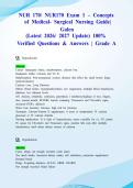 NUR 170&sol; NUR170 Exam 1 &ndash; Concepts of Medical- Surgical Nursing Guide&vert; Galen &lpar;Latest 2026&sol; 2027 Update&rpar; 100&percnt; Verified Questions & Answers &vert; Grade A