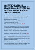 OAE EARLY CHILDHOOD EDUCATION PRACTICE TEST 2026 LATEST UPDATE QUESTIONS AND CORRECT VERIFIED ANSWERS ALREADY GRADED A&plus;