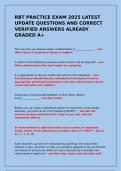 RBT PRACTICE EXAM 2025 LATEST UPDATE QUESTIONS AND CORRECT VERIFIED ANSWERS ALREADY GRADED A&plus;