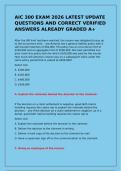 AIC 300 EXAM 2026 LATEST UPDATE QUESTIONS AND CORRECT VERIFIED ANSWERS ALREADY GRADED A&plus;