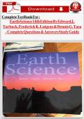 Test Bank for Earth Science 14th Edition by Edward J&period; Tarbuck&comma; Frederick K&period; Lutgens & Dennis Tasa &ndash; Complete Questions & Answers Study Guide