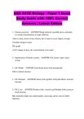 AQA GCSE Biology - Paper 1 Exam &NewLine;Study Guide with 100&percnt; Correct &NewLine;Answers &vert; Latest Edition 