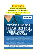TEST BANK  &NewLine;For hesi rn exit exam 2025&sol;2026 &NewLine;Versions 1&ndash;7 &lpar;v1&comma;v2&comma;v3&comma;v4&comma;v5&comma;v6&comma;v7&comma;&rpar; &vert; &NewLine;rated grade a&plus;&vert; verified questions & answers &vert; &NewLine;brand new&excl;&excl; &NewLine;