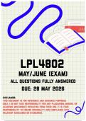 LPL4802 May&sol;June Exam Memo &vert; Due 28 May 2026&NewLine;
