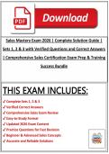 Sales Mastery Exam 2026&ndash;2027 &vert; Complete Solution Guide &vert; Sets 1&comma; 2 & 3 with Verified Questions&comma; Correct Answers & Expert Rationales &vert; Comprehensive Sales Certification Exam Prep & Training Success Bundle