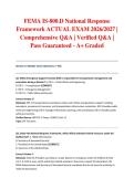 FEMA IS-800&period;D National Response Framework ACTUAL EXAM 2026&sol;2027 &vert; Comprehensive Q&A &vert; Verified Q&A &vert; Pass Guaranteed - A&plus; Graded