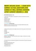 EMORY WOUND EXAM &ndash; 1 EXAM WITH CORRECT ACTUAL QUESTIONS AND CORRECTLY WELL DEFINED ANSWERS LATEST ALREADY GRADED A&plus; 2026