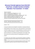 Wisconsin Pesticide Applicator Exam 2026&sol;2027 Actual Exam &vert; Complete Questions & Detailed Rationales &vert; Pass Guaranteed - A&plus; Graded