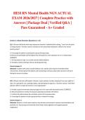 HESI RN Mental Health NGN ACTUAL EXAM 2026&sol;2027 &vert; Complete Practice with Answers &vert; Package Deal &vert; Verified Q&A &vert; Pass Guaranteed - A&plus; Graded