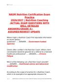 NASM Nutrition Certification Exam Practice 2026-2027 Nutrition Coaching ACTUAL EXAM