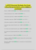 LADWP Electrical Mechanic Test Exam &NewLine;UPDATED QUESTIONS AND CORRECT &NewLine;ANSWERS