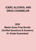 IC&RC Alcohol and Drug Counselor Questions and Answers PDF Study Guide 2026