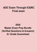 ADC Exam Through IC&RC Final Exam Questions and Answers PDF Study Guide 2026