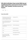 EPA 608 Certification Exam Actual 2026 Newest Updated Questions and Correct Answers &lpar;Latest 2026 &sol; 2027 Update&rpar; &lpar;Verified Answers by Expert&rpar;