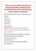 TEXAS CLASS D WATER LICENSE EXAM 2025 &ndash; 450 REAL QUESTIONS & VERIFIED ANSWERS &vert; TCEQ WATER OPERATOR CERTIFICATION TEST BANK&NewLine;&NewLine;
