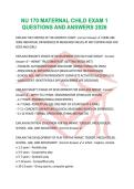 NU 170 MATERNAL CHILD EXAM 1 QUESTIONS AND ANSWERS 2026