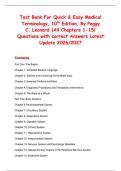 Test Bank for Quick & Easy Medical Terminology 10th Edition by Peggy C&period; Leonard &ndash; All Chapters 1&ndash;15 &vert; Verified Answers &vert; 2026&sol;2027 Update