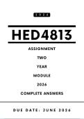 HED4813 Assignment 2 Answers - Year Module &comma; 2026 &vert; Due Date June 2026