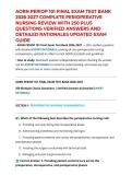 AORN PERIOP 101 FINAL EXAM TEST BANK 2026&sol;2027 COMPLETE PERIOPERATIVE NURSING REVIEW WITH 250 PLUS QUESTIONS VERIFIED ANSWERS AND DETAILED RATIONALES&vert; UPDATED EXAM GUIDE
