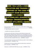 SERE 100&period;2 LEVEL A SERE &NewLine;EDUCATION AND TRAINING IN &NewLine;SUPPORT OF THE CODE OF &NewLine;CONDUCT EXAM QUESTIONS &NewLine;WITH CORRECT &NewLine;SOLUTIONS&vert;&vert;100&percnt; GUARANTEED &NewLine;PASS&vert;&vert;A&plus; GRADED&vert;&vert;UPDATED &NewLine;2026&sol;2027 SYLLABUS&vert;&vert;<<NEWEST &NewLine;VERSION>> 