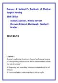 &ast;&ast;Brunner & Suddarth&rsquo;s Medical-Surgical Nursing 16th Edition &vert; Ultimate NCLEX Med-Surg Exam Prep Test Bank &vert; 1500&plus; High-Difficulty MCQs&comma; SATA&comma; NGN & Case-Based Questions with Rationales&ast;&ast;&NewLine;