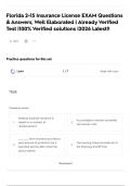 Florida 2-15 Insurance License EXAM Questions & Answers&comma; Well Elaborated &vert; Already Verified Test &vert;100&percnt; Verified solutions &vert;2026 Latest&excl;&excl;
