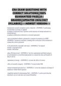 CRA EXAM QUESTIONS WITH &NewLine;CORRECT SOLUTIONS&vert;&vert;100&percnt; &NewLine;GUARANTEED PASS&vert;&vert;A&plus; &NewLine;GRADED&vert;&vert;UPDATED 2026&sol;2027 &NewLine;SYLLABUS&vert;&vert;<<NEWEST VERSION>> 
