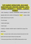 TCFP HazMat Operations Exam Questions & Answers &vert; Firefighter Hazardous Materials Operations Study Guide &vert; A&plus; Graded