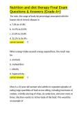 Nutrition and diet therapy Final Exam Questions & Answers &lpar;Grade A&plus;&rpar;&period;docx&NewLine;&NewLine;