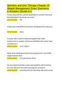 Nutrition and Diet Therapy-Chapter 16 Weight Management Exam Questions & Answers &lpar;Grade A&plus;&rpar;&period;docx&NewLine;&NewLine;