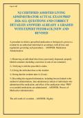 NJ CERTIFIED ASSISTED LIVING&NewLine;ADMINISTRATOR ACTUAL EXAM PREP&NewLine;2026 ALL QUESTIONS AND CORRECT&NewLine;DETAILED ANSWERS ALREADY A GRADED&NewLine;WITH EXPERT FEEDBACK &vert;NEW AND&NewLine;REVISED&NewLine;