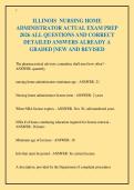 ILLINOIS NURSING HOME&NewLine;ADMINISTRATOR ACTUAL EXAM PREP&NewLine;2026 ALL QUESTIONS AND CORRECT&NewLine;DETAILED ANSWERS ALREADY A&NewLine;GRADED &vert;NEW AND REVISED&NewLine;