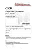 2025 OCR AS Level Psychology H167-02 Psychological Themes Through Core Studies Verified Question Paper With Marking Scheme and Solution 2025&sol; 2026