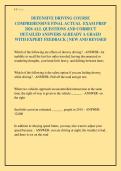 DEFENSIVE DRIVING COURSE&NewLine;COMPREHENSIVE FINAL ACTUAL EXAM PREP&NewLine;2026 ALL QUESTIONS AND CORRECT&NewLine;DETAILED ANSWERS ALREADY A GRAED&NewLine;WITH EXPERT FEEDBACK &vert; NEW AND REVISED