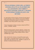 TEXAS GENERAL LINES LIFE&comma; ACCIDENT&NewLine;AND HEALTH ACTUAL EXAM PREP 2026&NewLine;ALL QUESTIONS AND CORRECT&NewLine;DETAILED ANSWERS ALREADY A GRADED&NewLine;WITH EXPERT FEEDBACK &vert;NEW AND&NewLine;REVISED&NewLine;