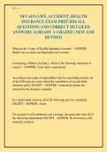 NEVADA LIFE&comma; ACCIDENT&comma; HEALTH&NewLine;INSURANCE EXAM PREP 2026 ALL&NewLine;QUESTIONS AND CORRECT DETAILED&NewLine;ANSWERS ALREADY A GRADED &vert; NEW AND&NewLine;REVISED&NewLine;