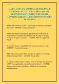 MARYLAND LIFE AND HEALTH INSURANCE&NewLine;LICENSING ACTUAL EXAM PREP 2026 ALL&NewLine;QUESTIONS AND CORRECT DETAILED&NewLine;ANSWERS ALREADY A GRADED WITH EXPERT&NewLine;FEEDBACK