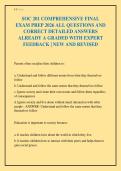 SOC 201 COMPREHENSIVE FINAL&NewLine;EXAM PREP 2026 ALL QUESTIONS AND&NewLine;CORRECT DETAILED ANSWERS&NewLine;ALREADY A GRADED WITH EXPERT&NewLine;FEEDBACK &vert; NEW AND REVISED&NewLine;