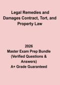 Legal Remedies and Damages in Contract&comma; Tort&comma; and Property Law Questions and Answers PDF Study Guide