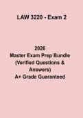 LAW 3220 &ndash; Exam 2 Questions and Answers PDF Study Guide 2026