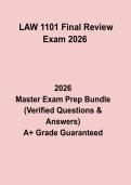 LAW 1101 Final Review Exam 2026 Questions and Answers PDF Study Guide